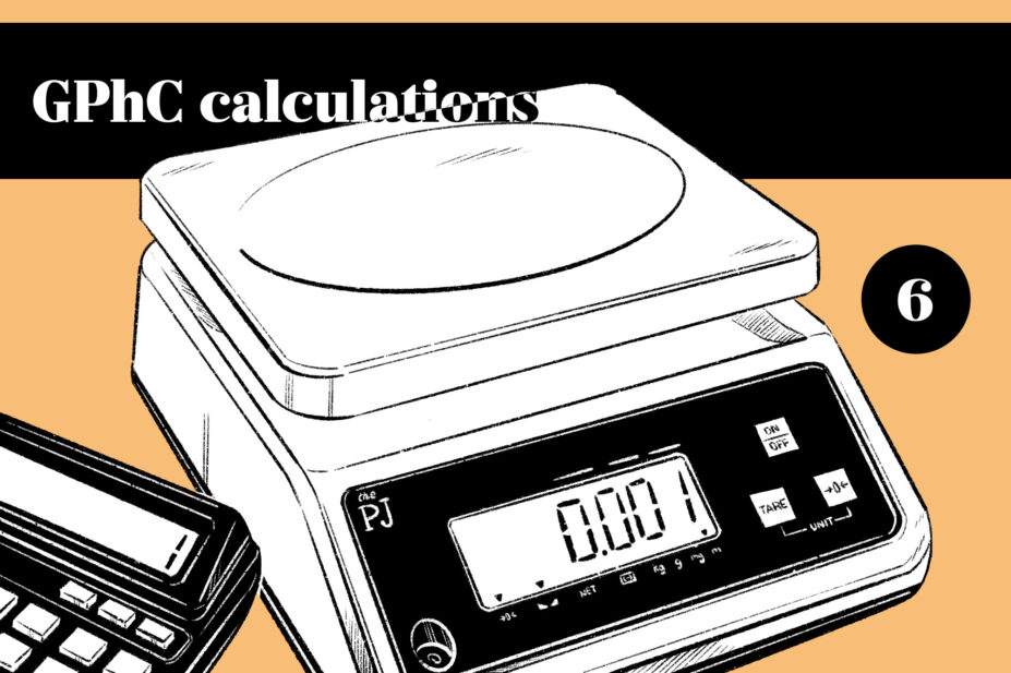 Stylised illustration of scales and a calculator with the words 