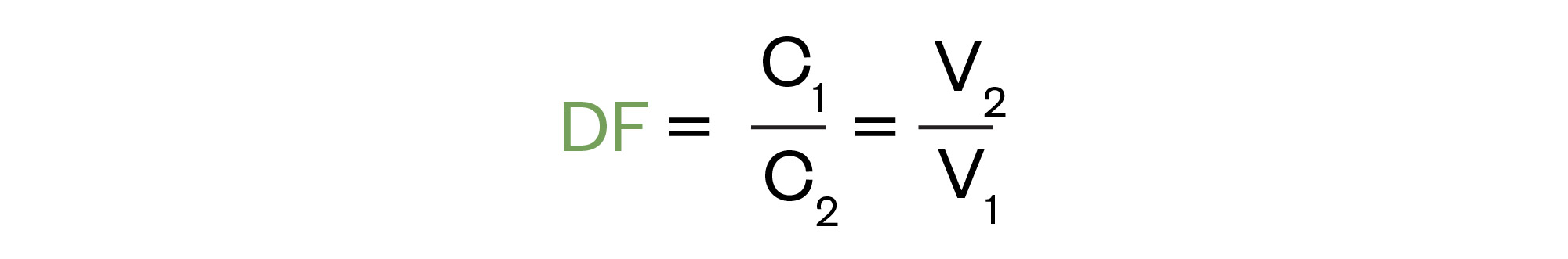 Equation reading DF equals c1 over c2, equals v2 over v1