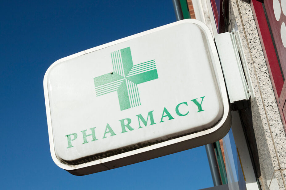 UK pharmacy sign outside a building