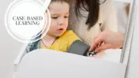 A picture of a case file with an image of a child being examined by doctor