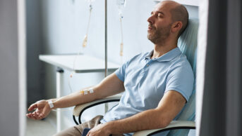 A man receives a treatment via iv