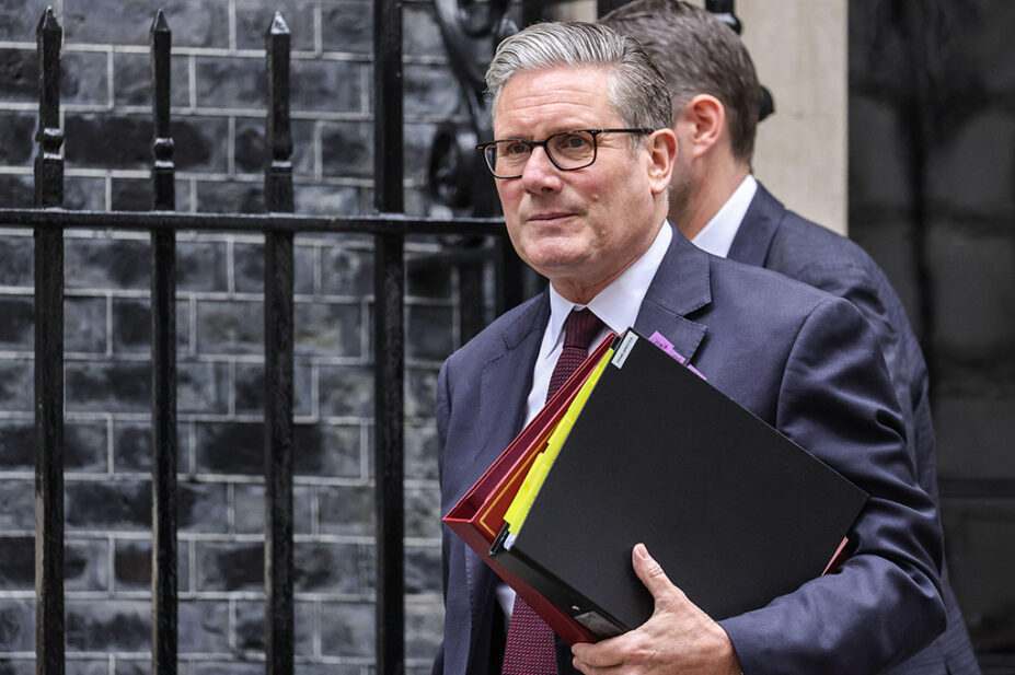 Keir Starmer, prime minister, walking outside Downing Street