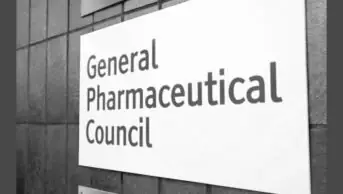 A General Pharmaceutical Council sign outside its building