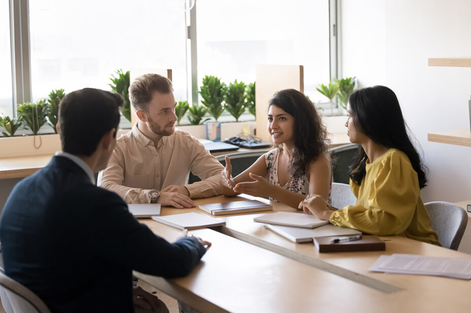 Students converse during a learning session