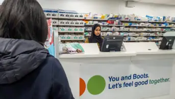 The inside of Boots pharmacy in the UK