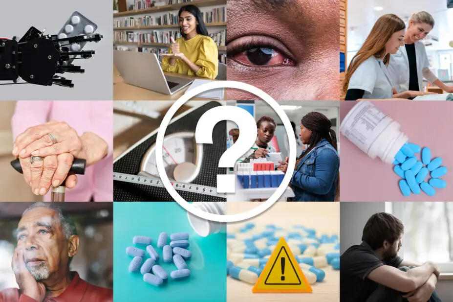 Tiled image with a question mark on top