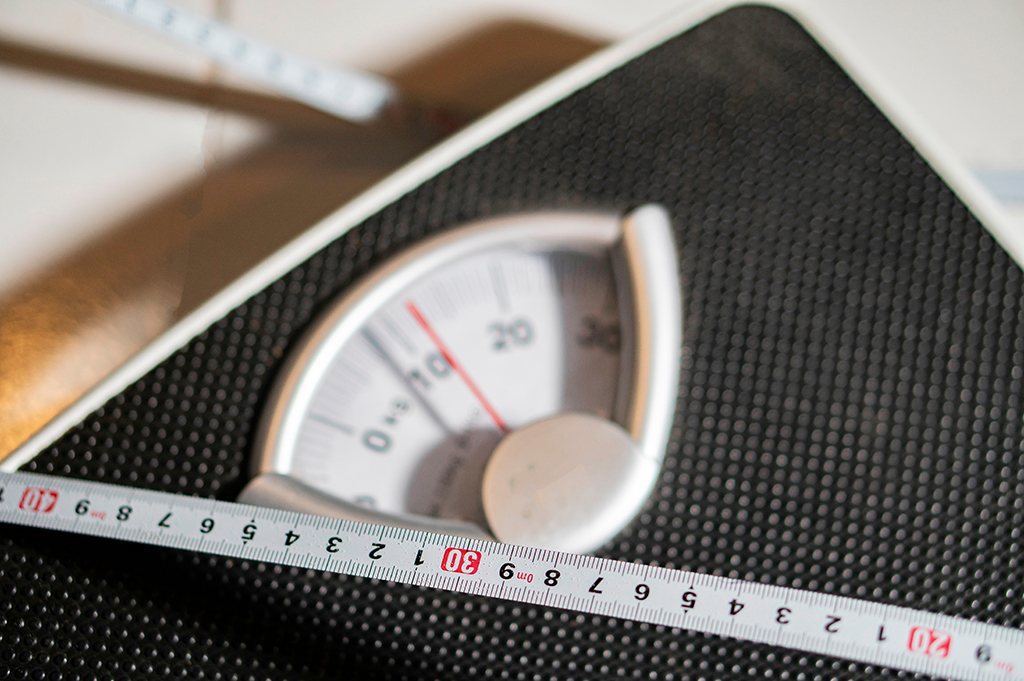 A close up of a bathroom scale