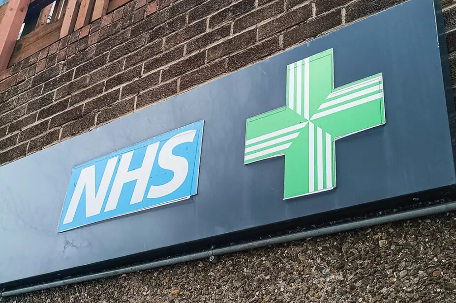 NHS prescription signage outside