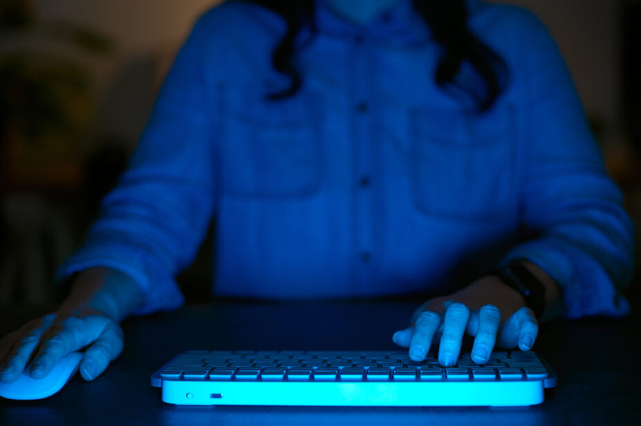 Someone on computer at home