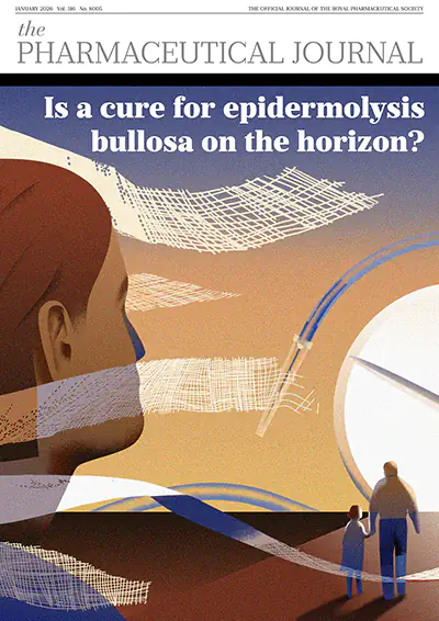 A woman looks out at the horizon with bandages surrounding her. The sun is also a pill and there is a drip around the sun/pill