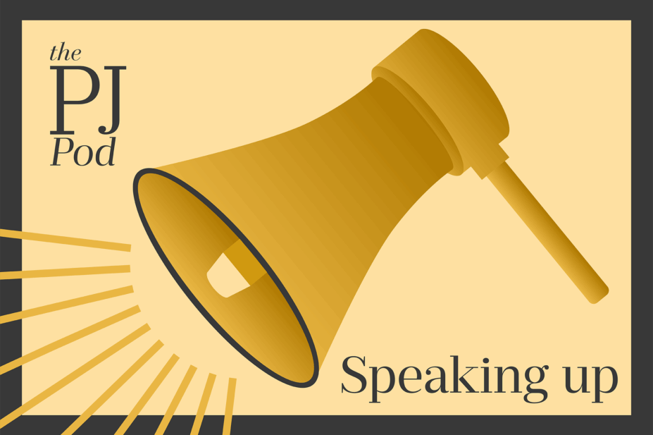 PJ Pod logo with megaphone graphic