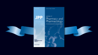 Cover of JPP on a blue ribbon with a dark background