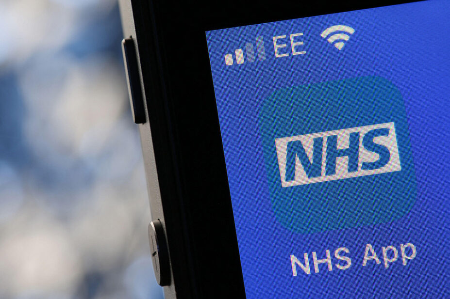 An image of the NHS app on an iPhone