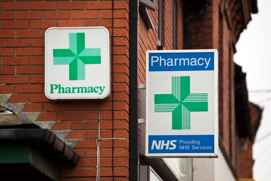 Signs outside a community pharmacy