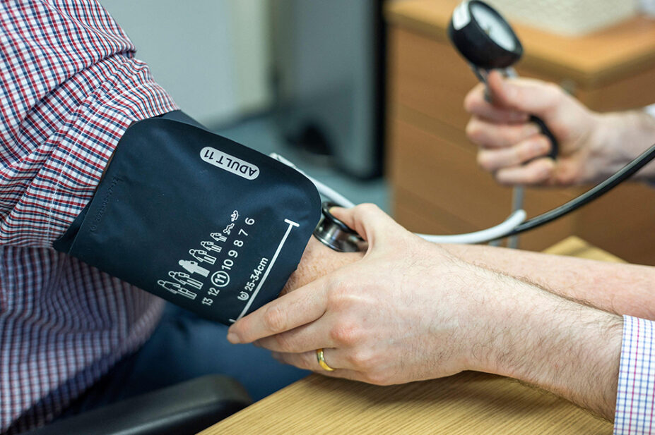 Blood pressure measurement in progress