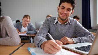 University students doing course work