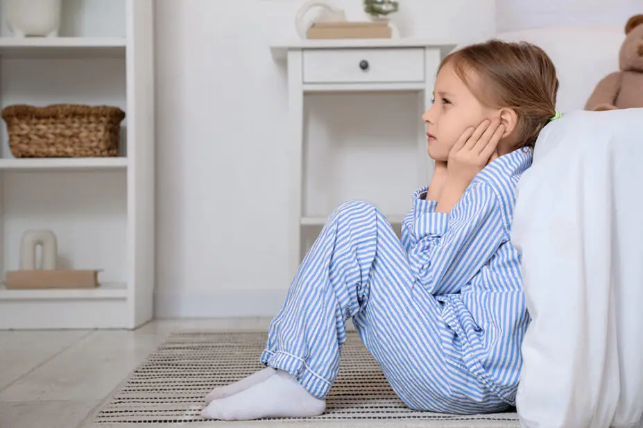 A child suffers from an ear infection