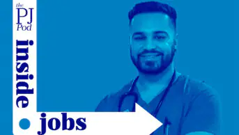 Inside Jobs + PJ Pod logos, with headshot of Shane Kailla