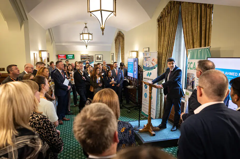 Health minister Zubir Ahmed speaks at a parliamentary event