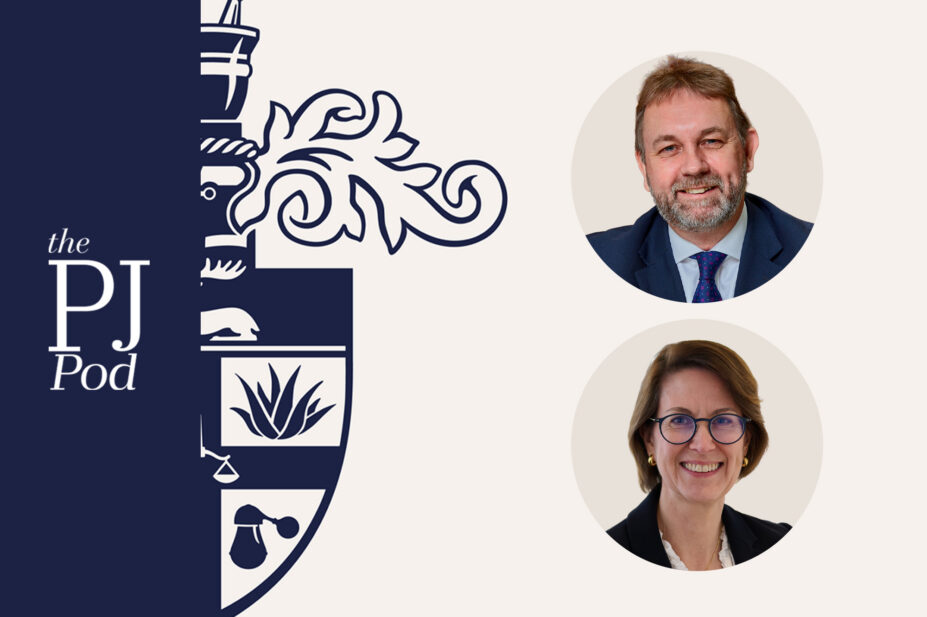 Paul and Karen roundels against a light brown background with the royal college of pharmacy logo and PJ pod logo