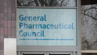 The sign outside of the General Pharmaceutical Council headquarters