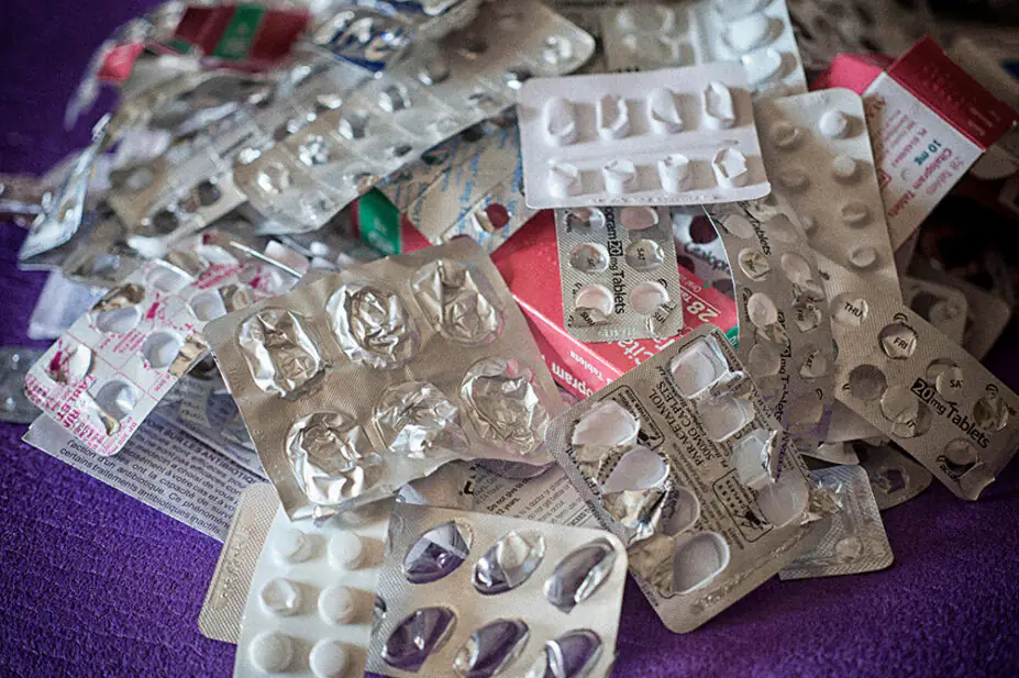 A pile of empty blister packs of medicines
