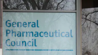 The sign outside of the General Pharmaceutical Council headquarters