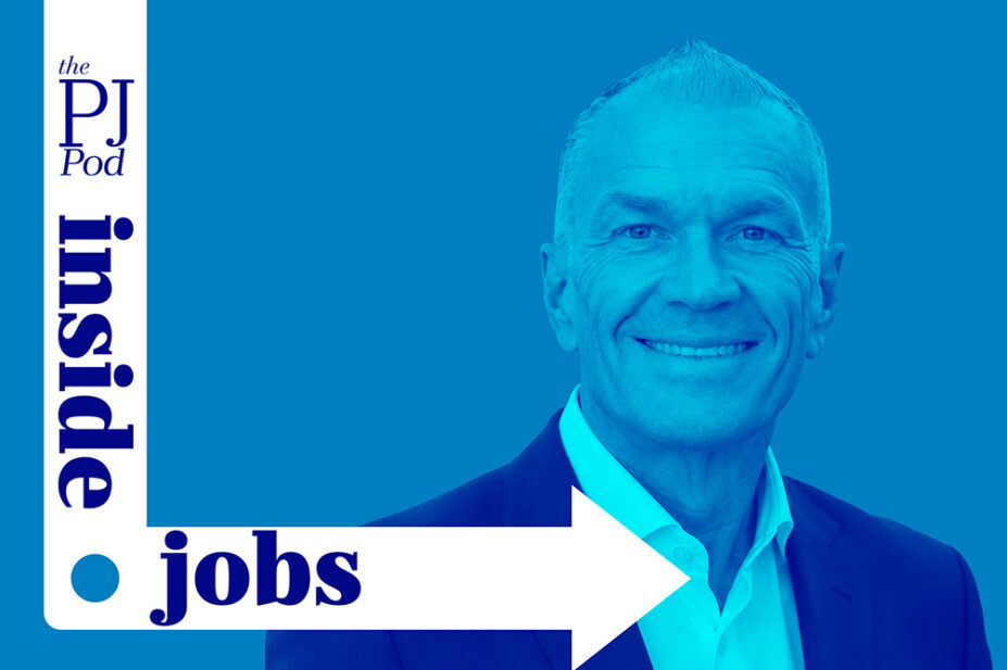 Inside Jobs + PJ Pod logos, with headshot of Mark Stuart