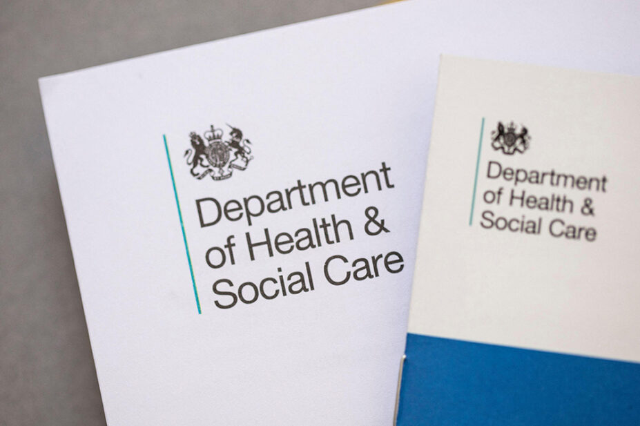 A letter with the Department of Health and Social Care letterhead on it