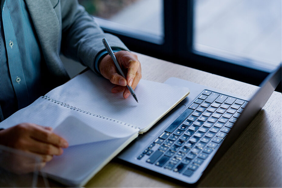 Student studying at home