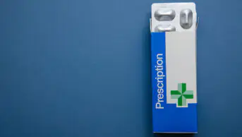 An image of an NHS prescribed box of medicine