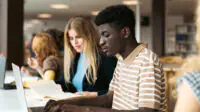 University students study in a library