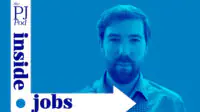 Blue background with Ed Hindle in blue and white. Text says: PJ Inside Jobs in navy writing on white banner