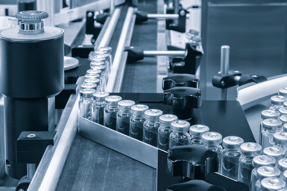 Medicines on a production line