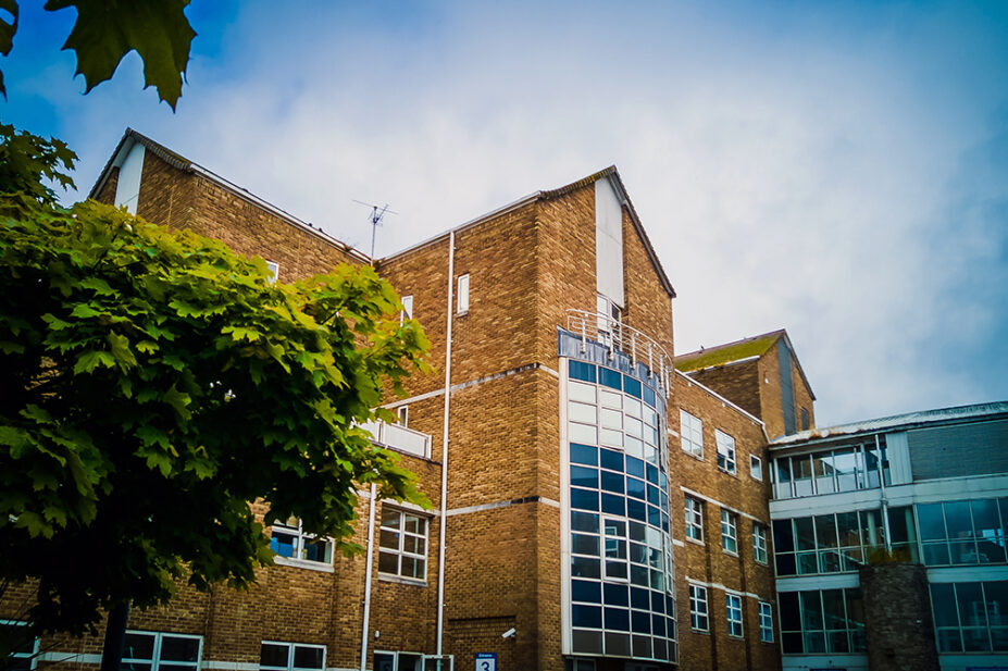 Outside of the Dorset County Hospital in the city of Dorchester