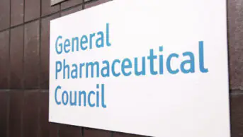 The sign outside of the General Pharmaceutical Council's headquarters